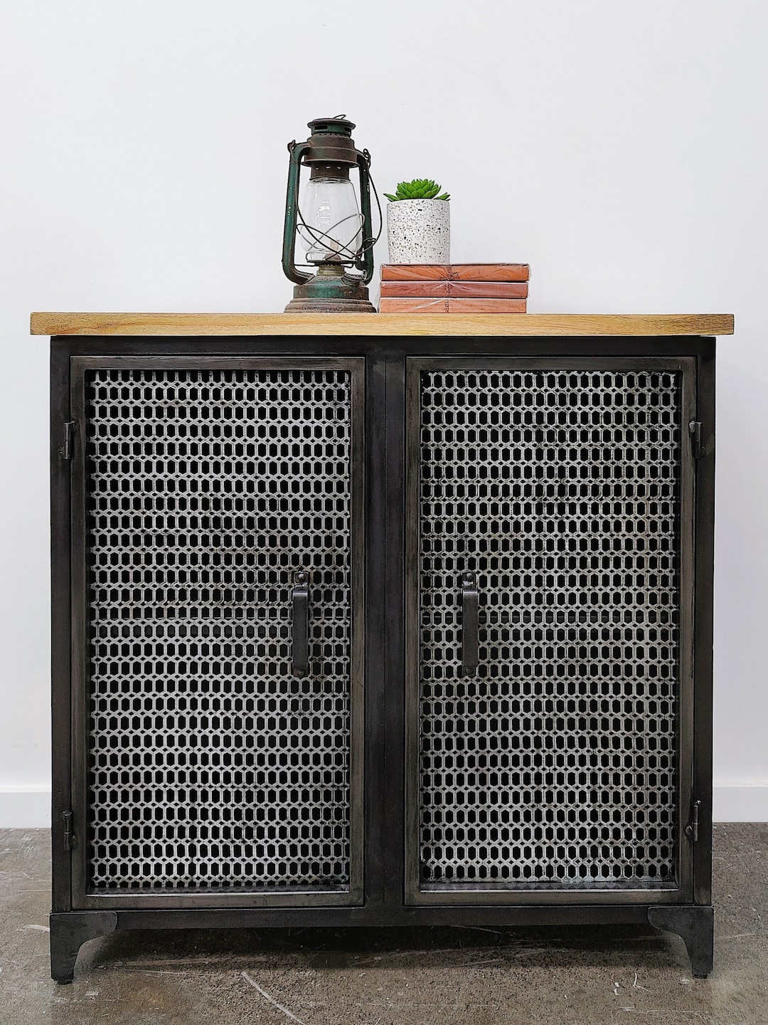 Vintage Industrial Metal Mesh Door Ti...