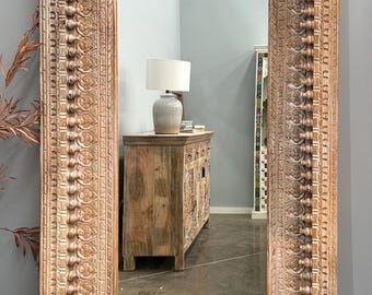 Indian Hand Carved Shabby Chic Full Length Mirror