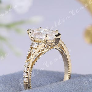 Marquise Moissanite Engagement Ring Victorian Solid Gold Moissanite Wedding Ring Diamond Rings Promise Rings for Women Personalized Jewelry