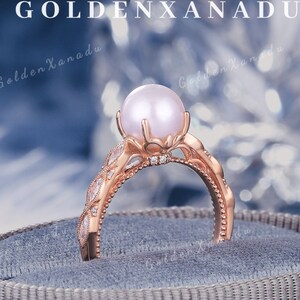Rose Gold Engagement Ring - Pearl Engagement Ring - Diamond Engagement Ring - Dainty Ring - Pearl Jewelry - 14k Gold Ring - Pearl Ring