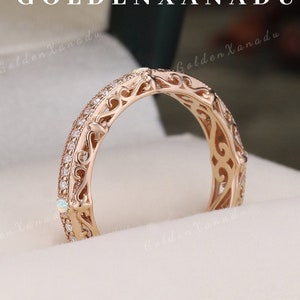 Opal Verlobungsring Vintage Massivgold Moissanit Eternity Ehering Filigran stapelbar passende Ringe für Frauen handgefertigter Schmuck