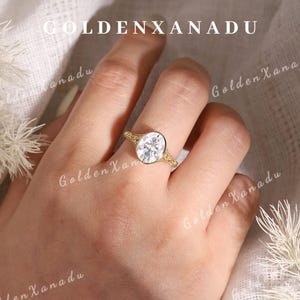 Vintage 3ct Moissanite Engagement Ring Bezel Set Solid Gold Handmade ...
