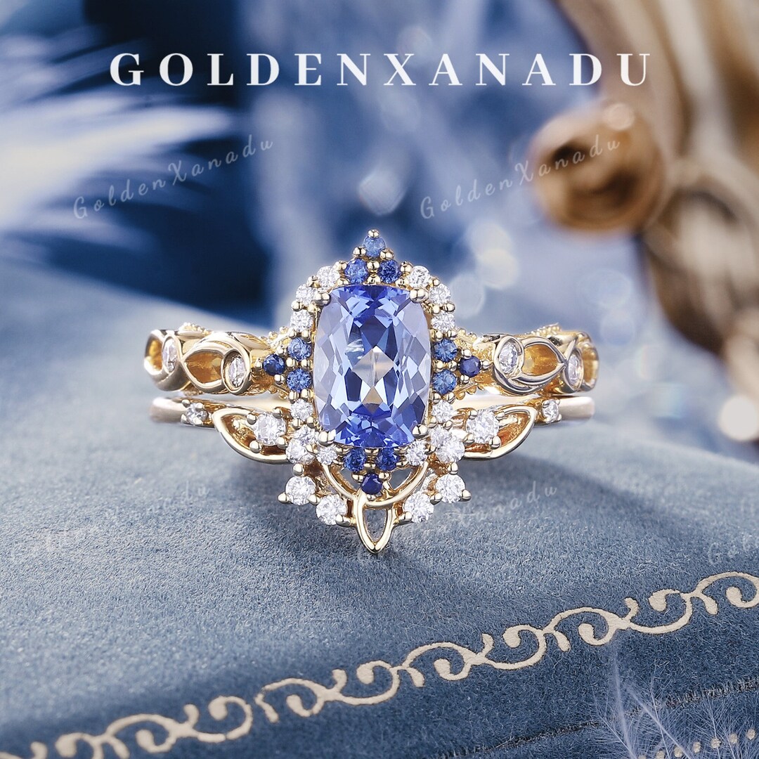 Bague Saphir Blue Saphir Blue "Centaurea" Marquise - Argent 925 - Taille Ajustable Sur Mesure - Vintage/Neuf