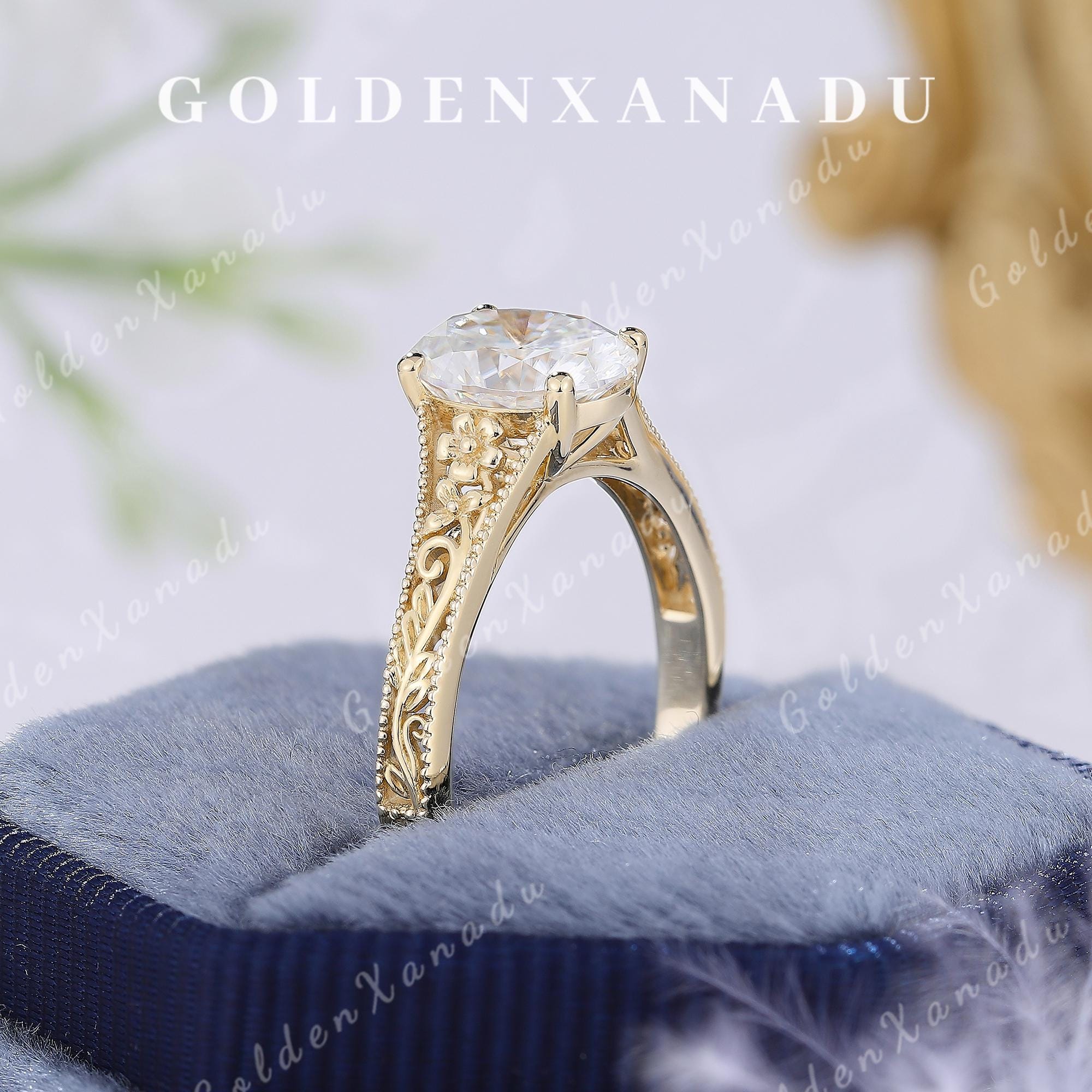 Hand Engraved Oval Engagement Ring - Etsy