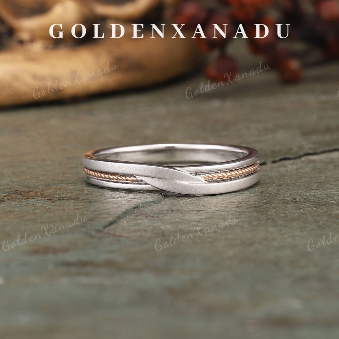 Vintage Mens Rings Mens Wedding Band Mixed Gold Wedding Ring Etsy