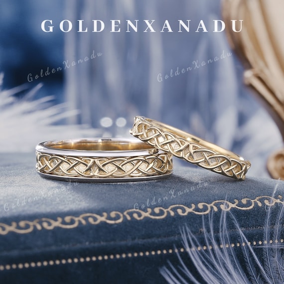 Celtic His And Her Rings Two Tone Celtic Wedding Bands Men