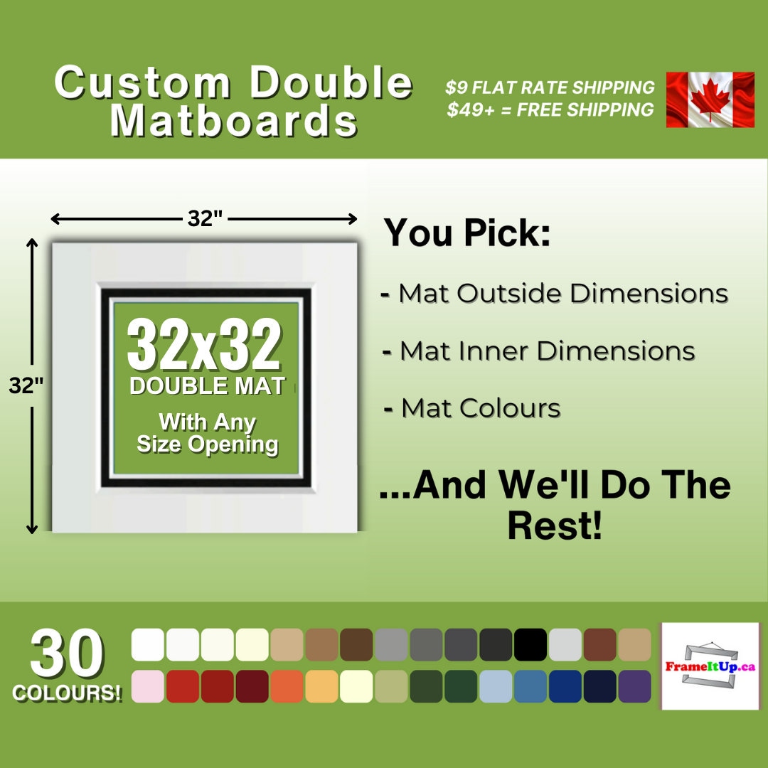 32x32 Custom Premium Double Matboard With Any Size Opening and Colour