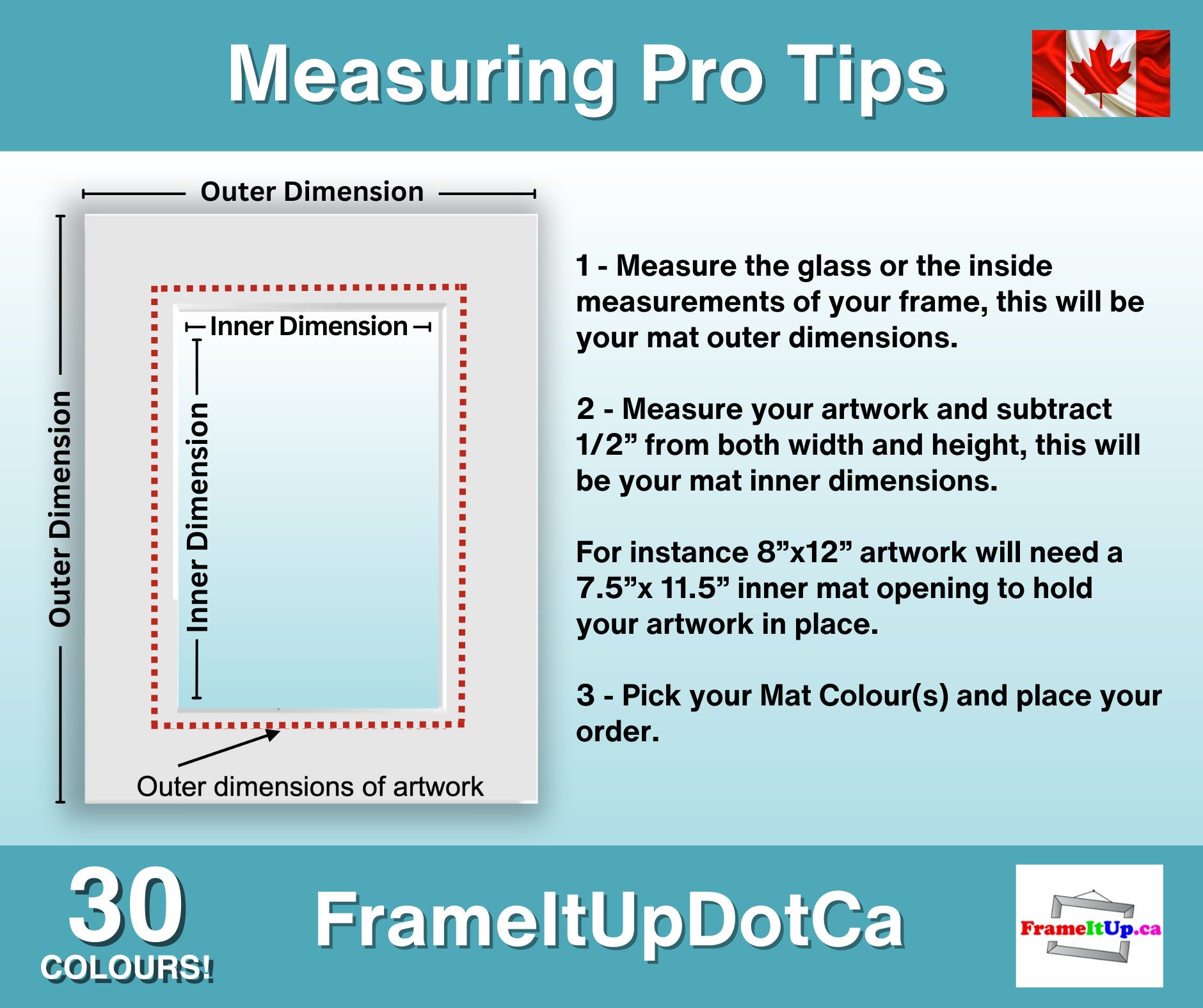 12x12 Frame Square Custom Matboard Single Mat Board With Custom Cut and Opening Size Display