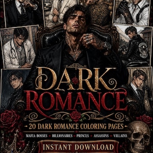 Dark Romance Men Coloring Book | 20 Anti-Heroes, Mafia Bosses, Villains (Digital Download) image 1