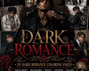 Dark Romance Men Coloring Book | 20 Anti-Heroes, Mafia Bosses, Villains (Digital Download)