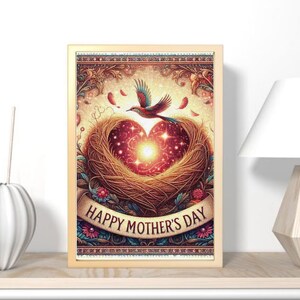 Nid de coeur bonne fête des mères ポスター