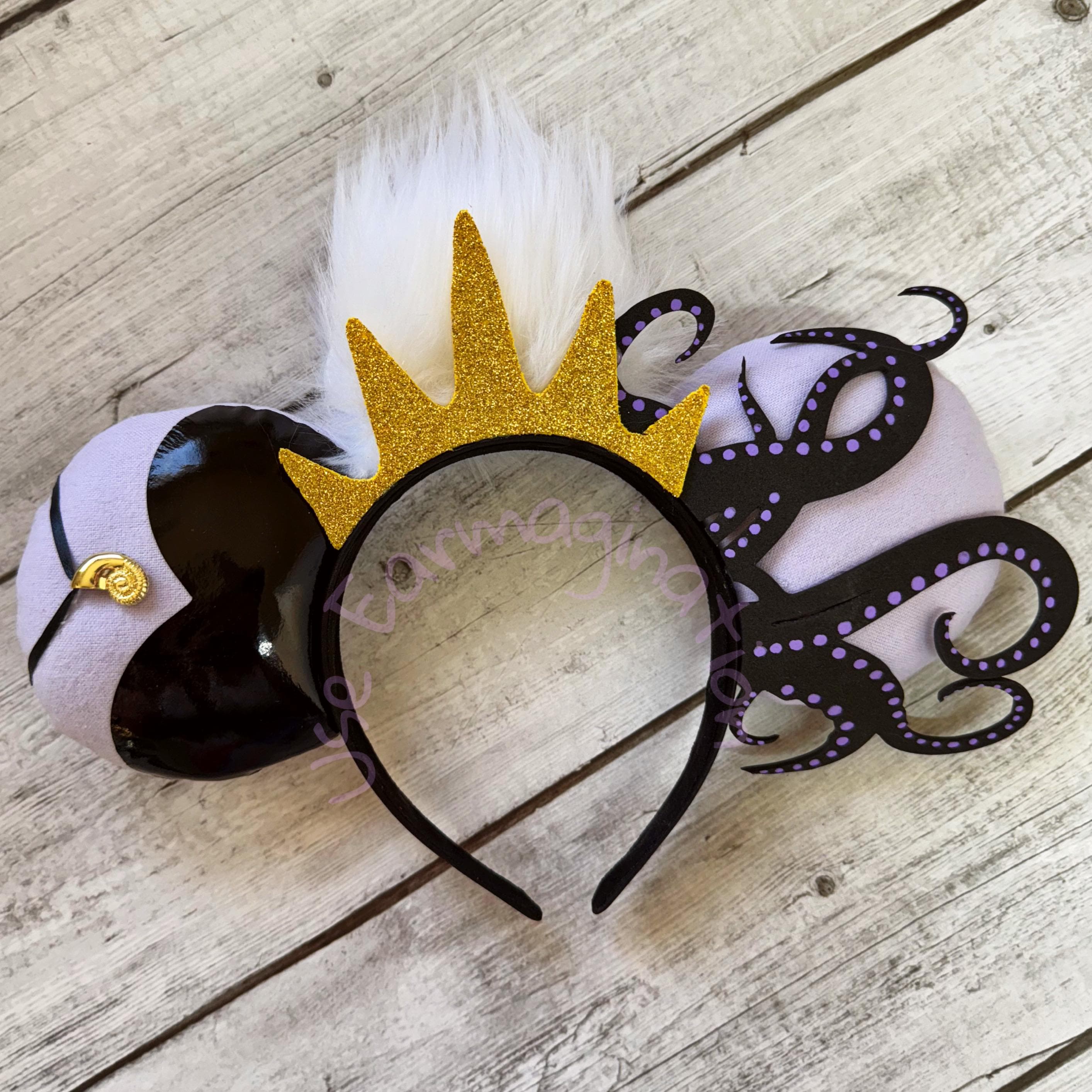 Disney Villain Ursula Ears Headband with Gold Crown Obsessed with these interchangeable Ursula ears I made  main image 2
