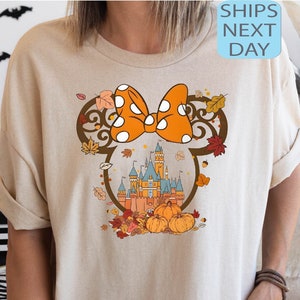 Fall Minnie Ear Tee, Fall Mickey Ear, Disney Fall Couple Tee, Halloween Disney Ear Shirt, Mickey Autumn Tee, Disney Halloween Party Tee