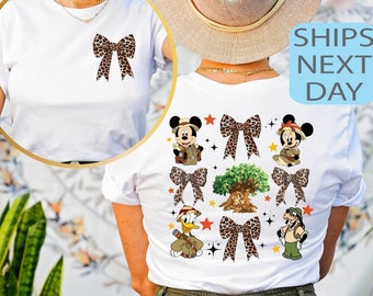Mickey und Friends Leopard Coquette Bögen Animal Kingdom Shirt, Disney Safari-Modus Let's Get Wild Tee, Magic Kingdom Familienurlaub Reise