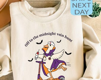 Halloween Nurse Sweatshirt, Spooky Goose Sweater, Halloween RN Hoodie, Funny Healthcare Worker Gift