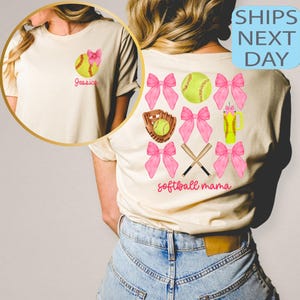 Custom Softball Mom Shirt, Coquette Softball Tee, Custom Softball Mama Tee, Mothers Day Gift, Game Day Shirt, Softball Shirt For Kids