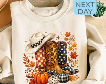 Cowboy Boots Sweatshirt, Western Fall Sweater, Cowgirl Hoodie, Western Howdy Apparel, Pumpkin Spice Hoody