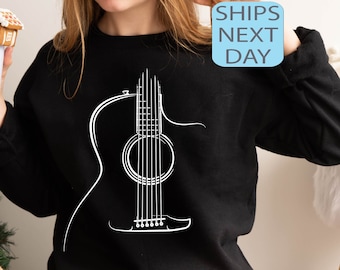 Acoustic Guitar Sweatshirt, Musician Gift, Guitar Lover Hoodie