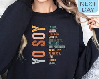 Yo Soja-Sweatshirt, Mujer-Pullover, Educada Magica-Hoodie, gebildetes Sweatshirt, Hispanic Erb-Monat