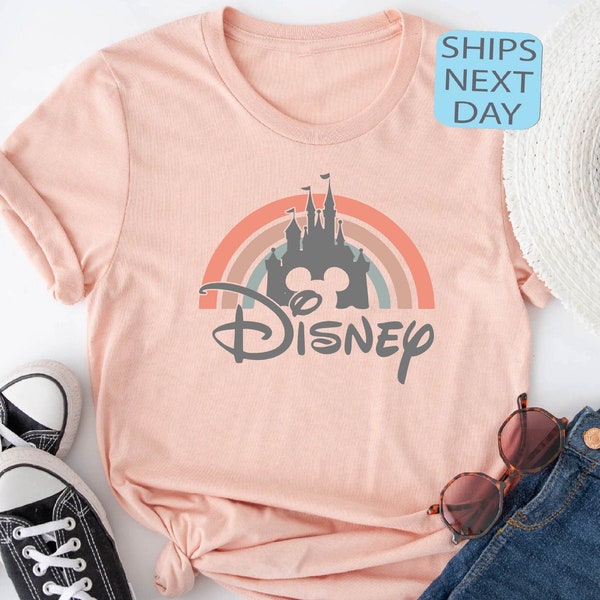 Disney Rainbow Castle Shirt, Disney Vintage, Disney Family Shirt, Disney Castle Shirt, Disney Retro Shirt, Disney Sweatshirt, Disney Tshirt