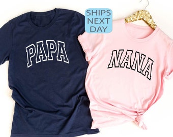 Camiseta de papá y abuela, camiseta a juego, camiseta de revelación de embarazo, sudaderas a juego, camiseta de abuela, camiseta de abuelo, regalo para abuelos
