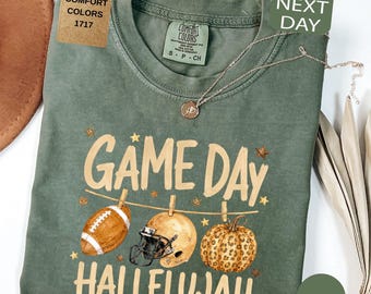 Comfort Colors® Game Day Hallelujah Shirt, Fall Football T-Shirt, Football Season Tee, Touchdown Clothing