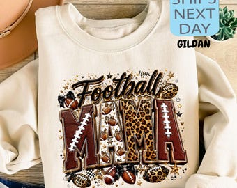 Leopard Football Mama Sweatshirt, Fall Football Sweater, Women Game Day Hoodie, Sports Mom Top