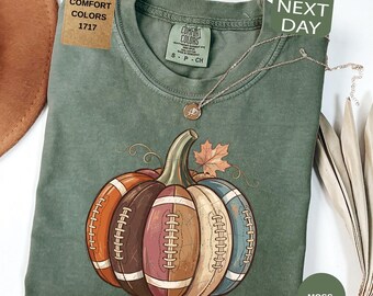 Comfort Colors® Football Fall Pumpkin Shirt, Pumpkin Spice T-Shirt, Game Day Tee, Gaming Apparel