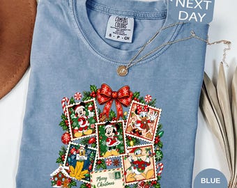 Comfort Colors Christmas Mickey And Friends Tee, Disney Family Christmas Shirt, Xmas Disneyland T-Shirt
