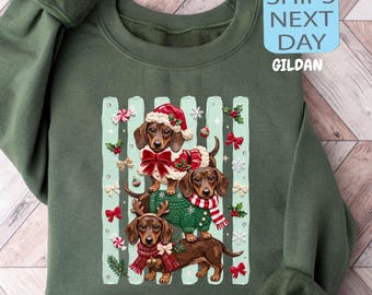 Dachshund Christmas Sweatshirt, Christmas Dog Mom Sweater, Wiener Mama Gift, Holiday Xmas Hoodie