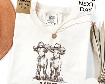 Comfort Colors Lamb Farm Animal Shirt, Country Sheep Meh Tee, Rustic Western Graphic T-Shirt