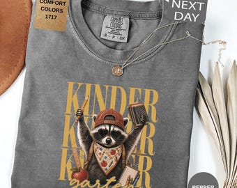 Comfort Colors® Kindergarten Teacher Shirt, Pre-K Funny Feral Raccoon Tee, School Grade T-Shirt