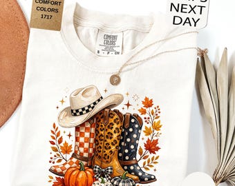 Comfort Colors® Cowboy Boots Shirt, Western Fall T-Shirt, Boho Cowgirl Tee, Western Howdy Apparel