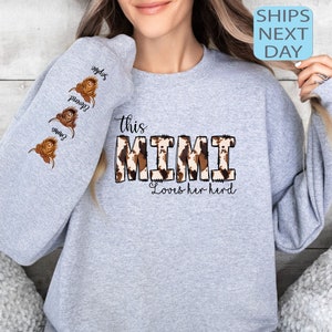Benutzerdefinierte Kuh Mimi Sweatshirt, personalisierte Geschenke, Muttertagsgeschenk, Mimi Pullover, Kuh Print Oma Hoodie, Farmer Pullover, Mimi Geschenk