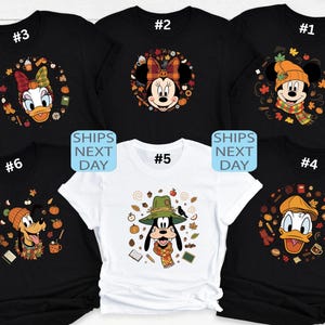 ミッキーと仲間たちの秋シャツ、ディズニーの秋Tシャツ、コージーシーズンTシャツ、パンプキンスパイススウェットシャツ