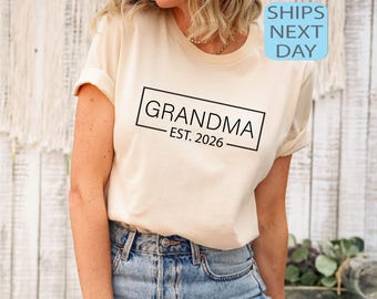 Custom Grandma EST 2026 Shirt, Announcement Tee, Reveal Grandma Hoodie, Christmas Gift