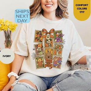 Comfort Colors Retro Trick or Treat Disney Halloween Shirt, Mickey and Friends Halloween Shirt, Mickey Not So Scary Halloween Party