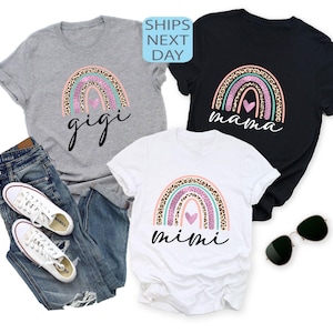 Rainbow Gigi Mama Mini Matching Shirt, Custom First Mother&#39;s Day Gift Tee, Mom and Me Shirt, Grandma Mommy Baby Shirt, Baby Shower Shirt