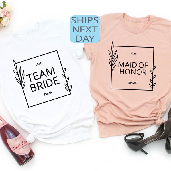 Bachelorette Shirts Team Bride, Custom Bridesmaid Gifts With Name, Team Bride Maid Of Honor Personalized Bachelorette, Party Shirt