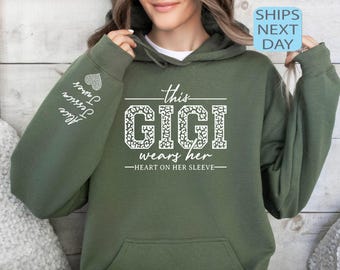 Sudadera con capucha personalizada para Gigi, con nombre de Gigi y nietos, regalo para la nueva Gigi, sudadera personalizada, regalo para la abuela, regalo para la abuela