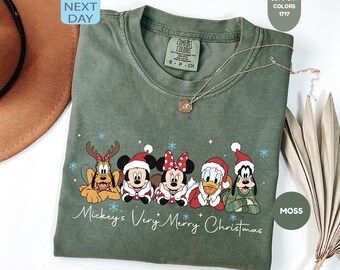Comfort Colors Disney Very Merry Christmas Shirt, Mickey And Friends Christmas Shirt, WDW Disneyland Matching Christmas Shirt,Merry Xmas Tee