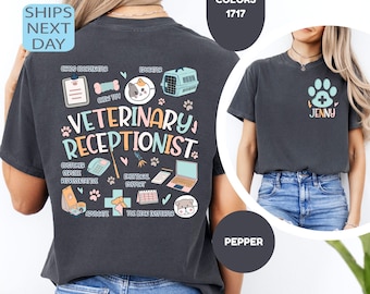 Comfort Colors Custom Veterinary Receptionist Shirt, Gift For Veterinarian, Pet Lover Shirt, Future Vet Assistant Gift, Vet Assistant Shirt