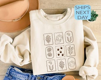 Bluza retro jesienna, bluza z jesiennymi liśćmi, bluza z dynią, bluza jesienna z kwiatowym wzorem, jesienna dynia, bluza jesienna