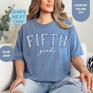 Comfort Colors® Fifth Grade Teacher Shirt, Toile de Jouy 5th Grade T-Shirt, Fifth Grade Teacher Appreciation Gift, Elementary School T-shirt