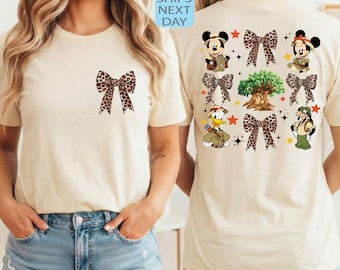 Mickey und Friends Leopard Coquette Bögen Animal Kingdom Shirt, Disney Safari-Modus Let's Get Wild Tee, Magic Kingdom Familienurlaub Reise
