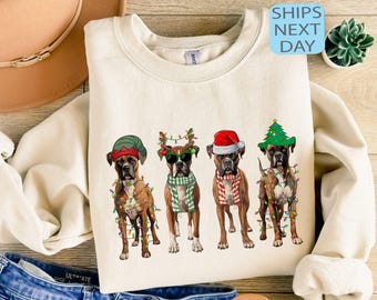Christmas Boxer Sweatshirt, Boxer Sweatshirt, Dog Christmas Sweatshirt, Boxer Lover Hoodie, Dog Mom Shirt, Holiday Sweater, Xmas Gift