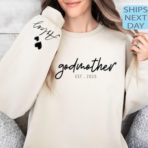 Custom Godmother With Kid Names Sweatshirt or Hoodie, God Mother Sweater, God Mother Gift, Godmother Proposal Crewneck, Mother&#39;s Day Gift
