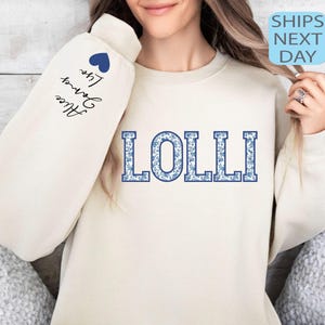 Custom Floral Lolli Grandma Sweatshirt, Toile De Jouy Lolli Crewneck, Lolli Sweater, Christmas Lolli Gifts, Mothers Day Gift for Lolli