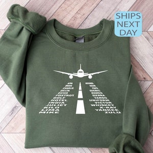 Funny Airplane Sweatshirt, Aviation Sweatshirt, Gift for Pilot, Aviation Alphabet Sweatshirt, Airplane Hoodie, Sweatshirt for Pilot Gift