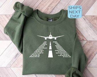 Sudadera divertida de avión, Sudadera de aviación, Regalo para piloto, Sudadera con alfabeto de aviación, Sudadera con capucha de avión, Sudadera para piloto